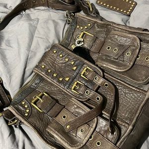 Vintage distressed Betsy Johnson saddle bag